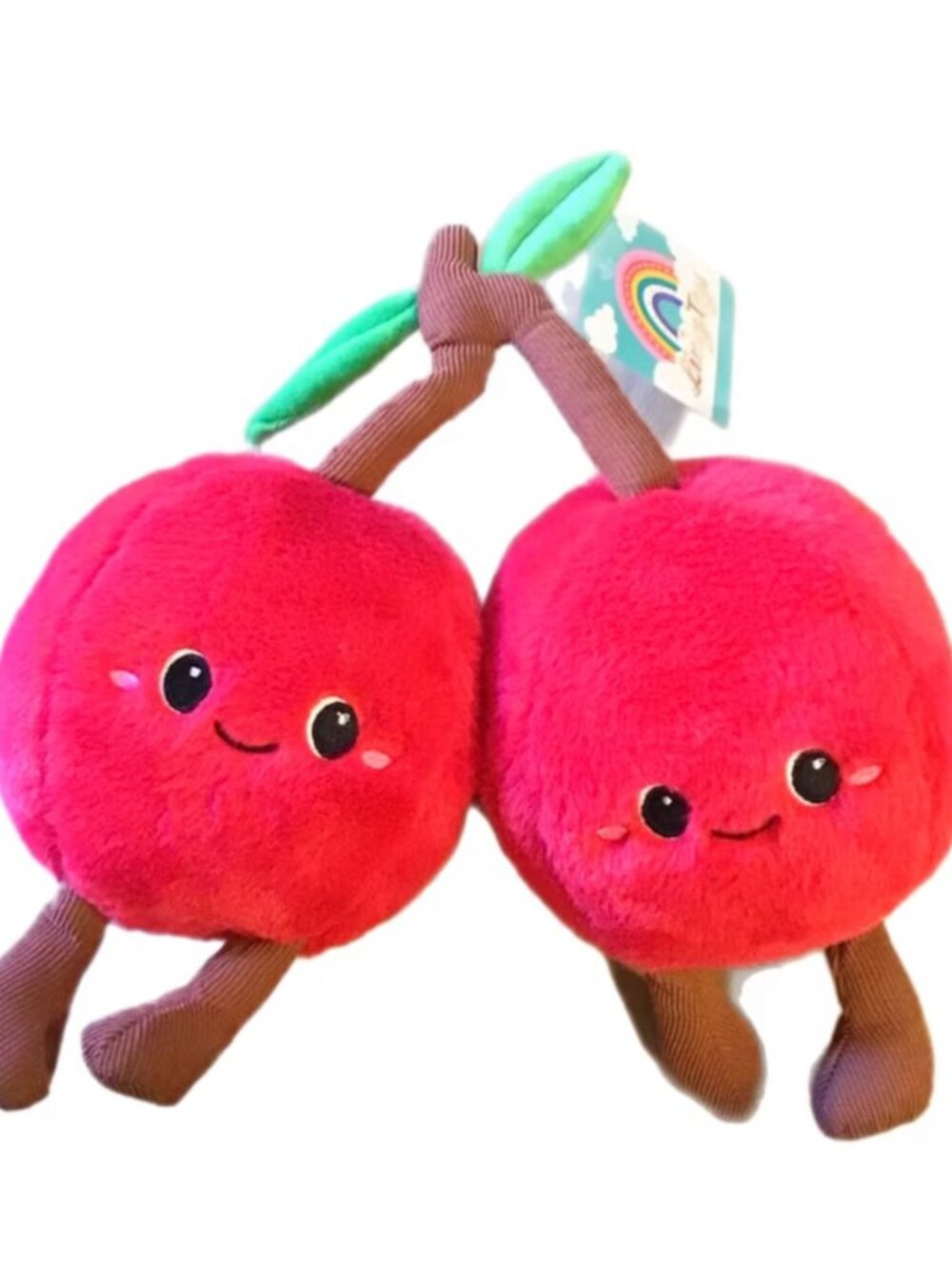Cute Cherry Pair Plush Stuffed Toy Red Fruit Kawaii Smiling Cherries New